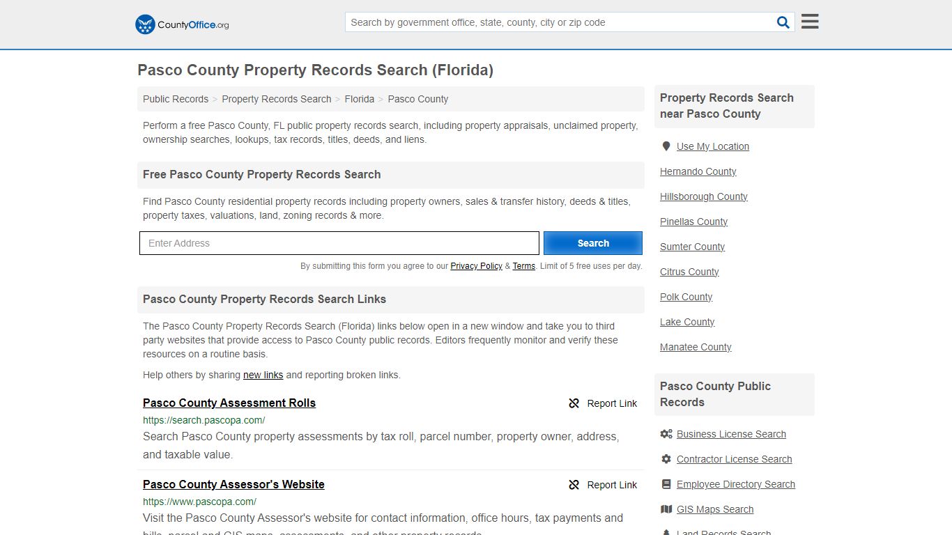 Pasco County Property Records Search (Florida) - County Office